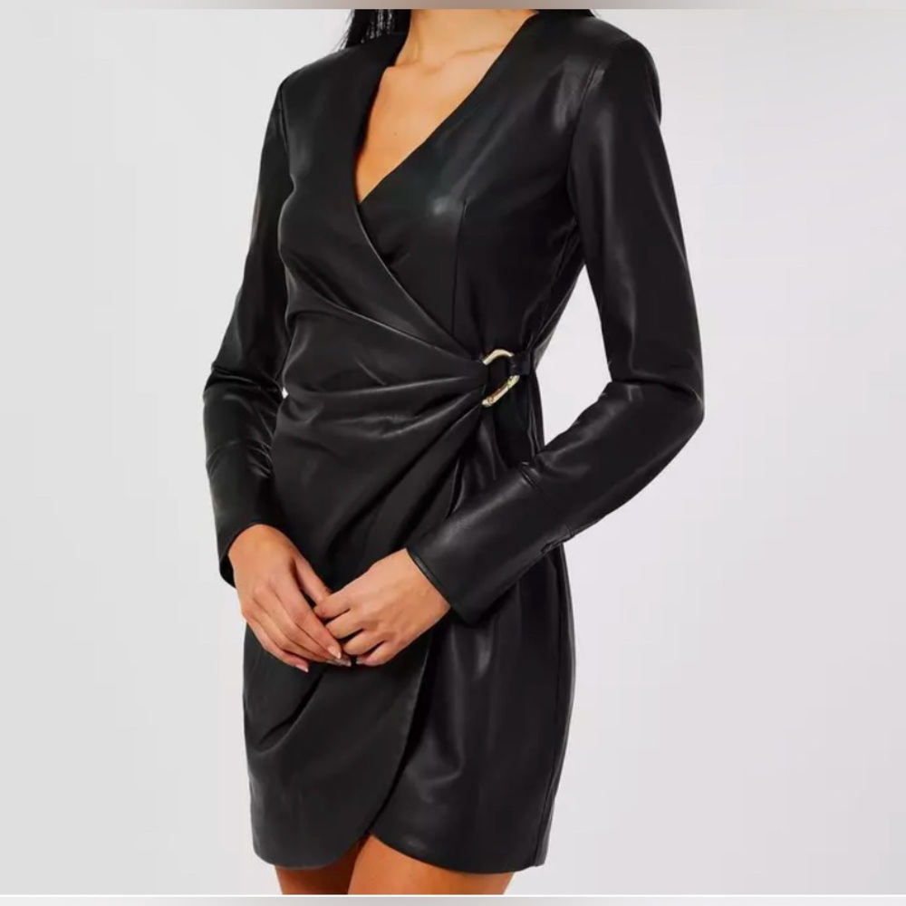 Anine Bing Joey Faux leather mini wrap dress - Picture 6 of 14